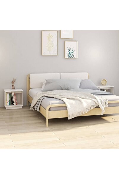 Concept Κομοδίνα, λευκά, 2 τεμ., 40x30x40 cm, μασίφ ξύλο πεύκου