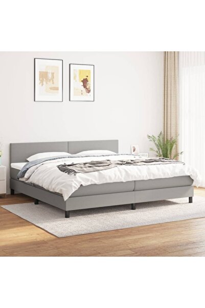 Concept Pat box spring cu saltea, gri deschis, 200x200 cm, textil