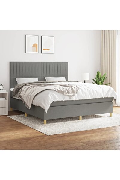 Concept Pat box spring cu saltea, gri închis, 180x200 cm, textil
