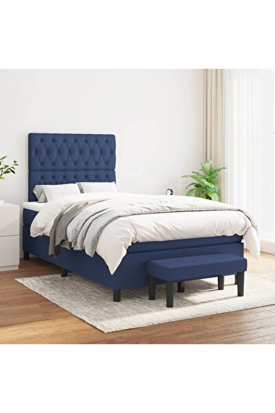 Concept Pat box spring cu saltea, albastru, 120x200 cm, textil