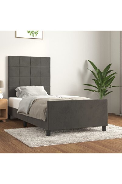 Concept Cadru de pat cu tăblie, gri închis, 80x200 cm, catifea