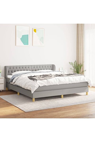 Concept Pat continental, gri deschis, 180x200 cm, material textil