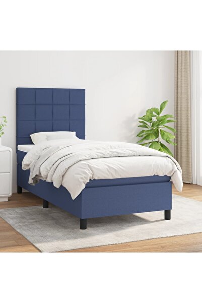 Concept Pat box spring cu saltea, albastru, 90x190 cm, textil