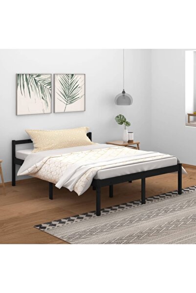 Concept Σκελετός κρεβατιού King 5FT, μαύρος, 150x200 cm, μασίφ ξύλο πεύκου