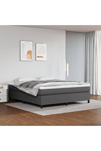 Concept Pat box spring cu saltea, gri, 180x200 cm, piele ecologică