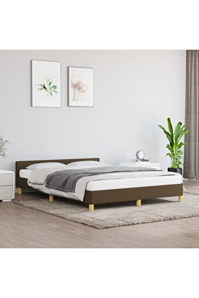 Concept Cadru de pat cu tăblie, maro închis, 140x190 cm, textil