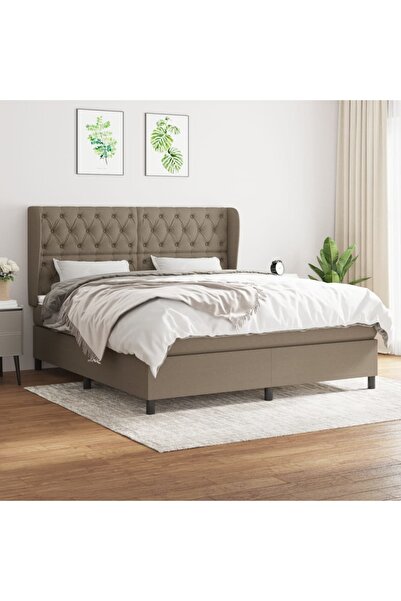 Concept Pat box spring cu saltea, gri taupe, 160x200 cm material textil