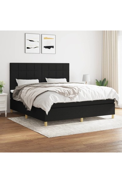 Concept Pat box spring cu saltea, negru, 180x200 cm, catifea