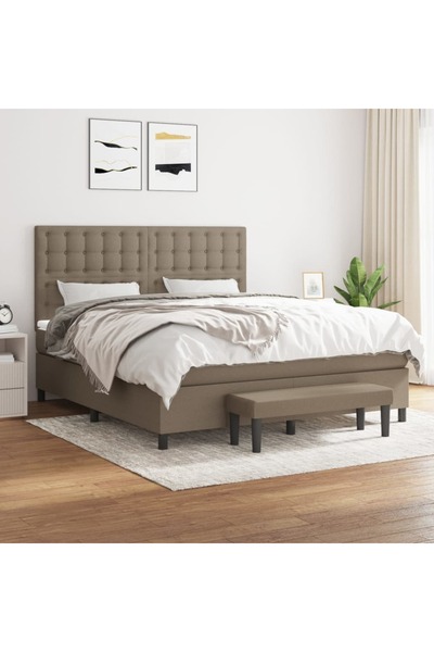 Concept Pat continental cu saltea, gri taupe, 180x200 cm, textil