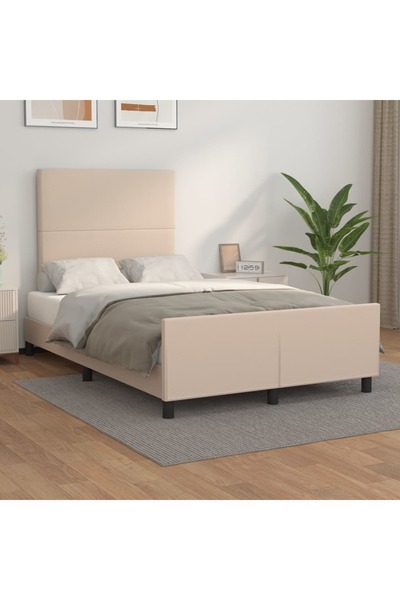 Concept Σκελετός κρεβατιού με κεφαλάρι, καπουτσίνο, 120x200 cm, οικολογικό Δε...