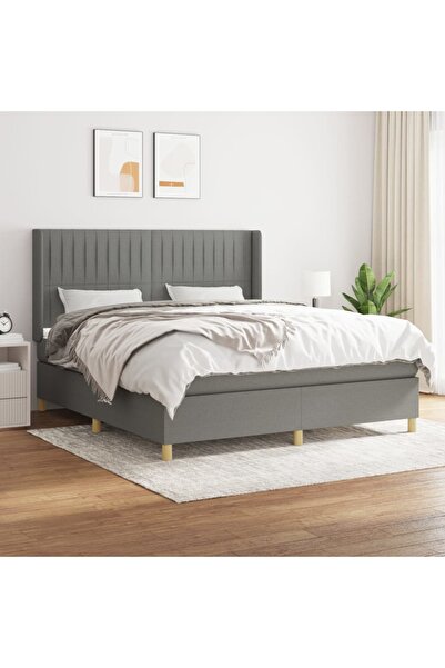 Concept Pat box spring cu saltea, gri închis, 180x200 cm, textil