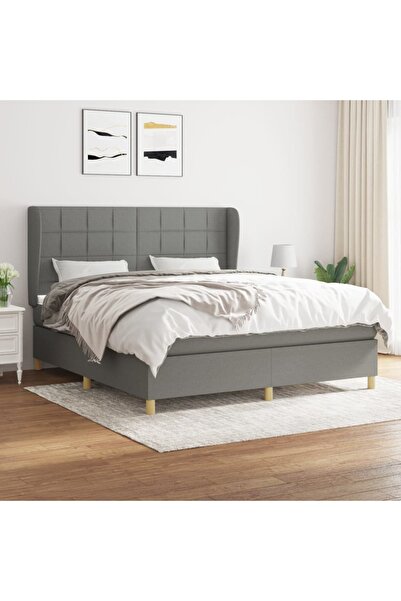 Concept Pat box spring cu saltea, gri închis, 180x200 cm, textil