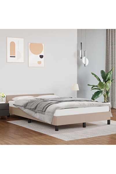 Concept Σκελετός κρεβατιού με κεφαλάρι, καπουτσίνο, 120x200 cm, οικολογικό Δε...