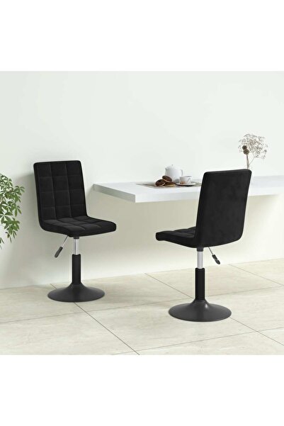 Concept Περιστρεφόμενες καρέκλες κουζίνας, 2 τεμ., μαύρες, Βελούδο