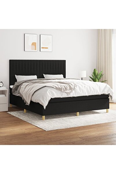 Concept Pat box spring cu saltea, negru, 180x200 cm, catifea