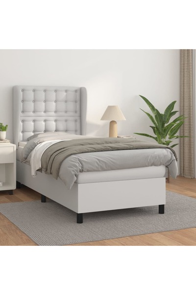 Concept Pat box spring cu saltea, alb, 80x200 cm, piele ecologică