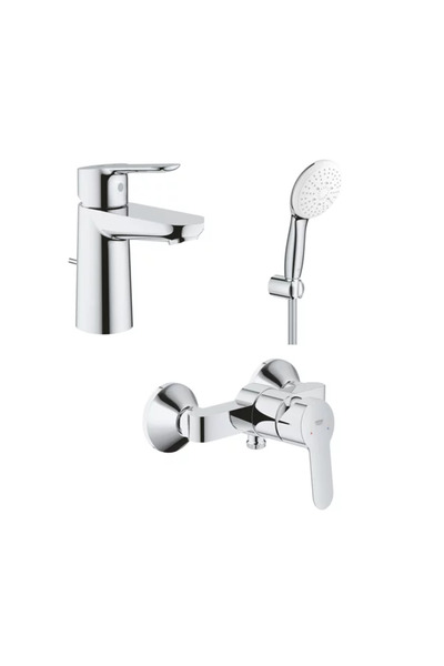 Grohe Set baterii lavoar dus BauEdge si dus cu porter Tempesta crom lucios