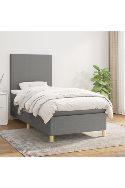 Concept Pat box spring cu saltea, gri închis, 90x200 cm, textil