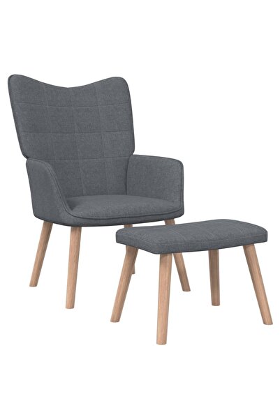 Concept Scaun de relaxare cu taburet, gri închis, textil