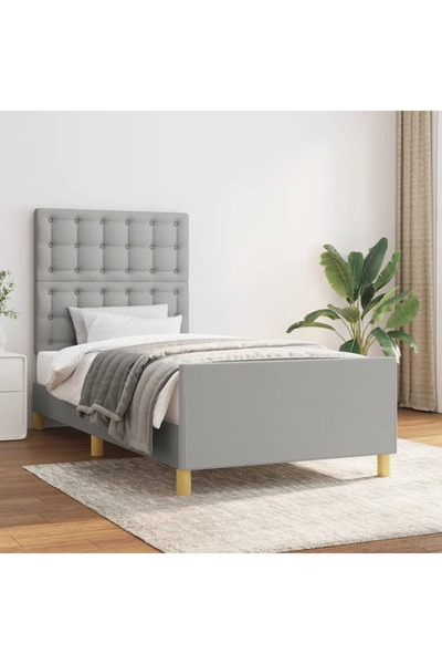 Concept Σκελετός κρεβατιού με κεφαλάρι, ανοιχτό γκρι, 90x190 cm, ύφασμα