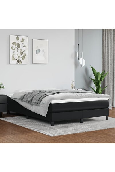 Concept Cadru de pat box spring, negru, 140x190 cm, piele ecologică