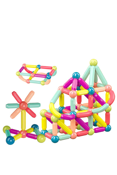 OEM Joc constructii magnetice interactive, Magnetic Sticks STEM, 128 piese,