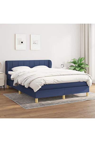 Concept Κρεβάτι Continental με στρώμα, μπλε, 140x200cm, ύφασμα