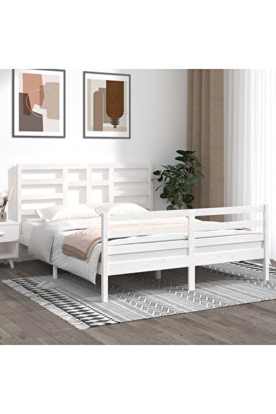 Concept Σκελετός κρεβατιού, λευκό, 160x200 cm, μασίφ ξύλο