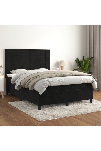 Concept Pat box spring cu saltea, negru, 140x200 cm, catifea