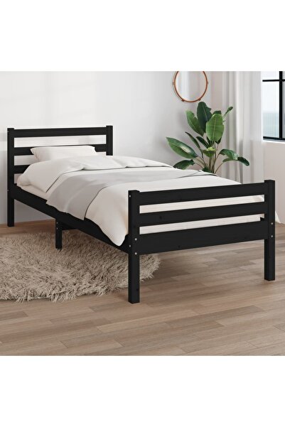 Concept Cadru de pat, negru, 100x200 cm, lemn masiv de pin