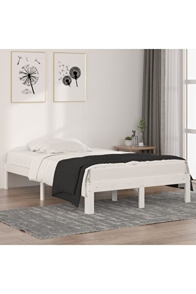 Concept Μικρό σκελετό Διπλό κρεβατιού 4FT, λευκό, 120x190 cm, μασίφ ξύλο