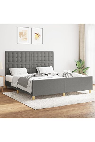 Concept Σκελετός κρεβατιού με κεφαλάρι, σκούρο γκρι, 160x200 cm, ύφασμα