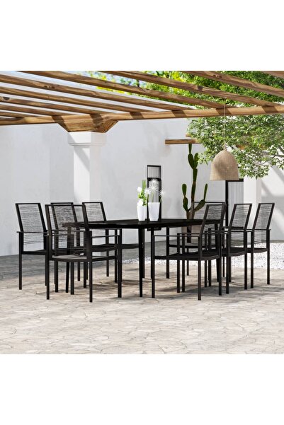 Concept Set mobilier de grădină, 9 piese, negru
