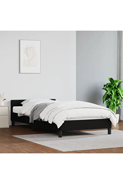 Concept Cadru de pat cu tăblie, negru, 100x200 cm, piele ecologică