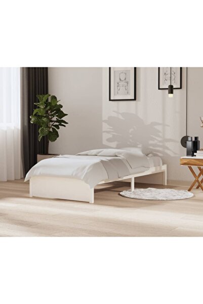 Concept Σκελετός κρεβατιού, λευκό, 90x200 cm, μασίφ ξύλο