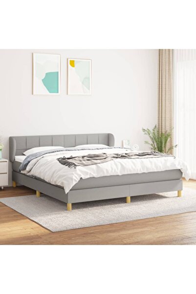 Concept Pat continental cu saltea, gri deschis, 160x200 cm, textil