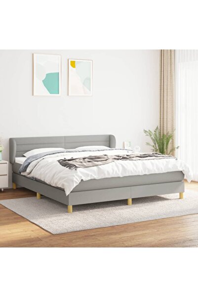 Concept Pat continental cu saltea, gri deschis, 160x200 cm, textil