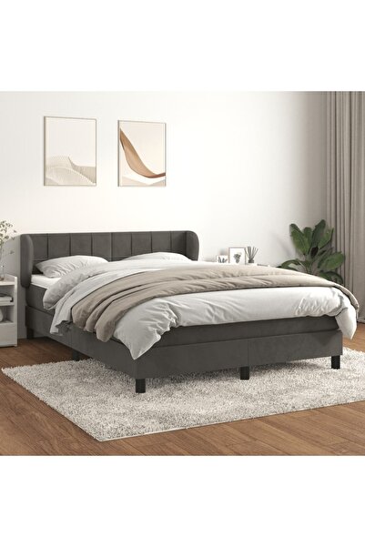 Concept Pat box spring cu saltea, gri închis, 140x190 cm, catifea
