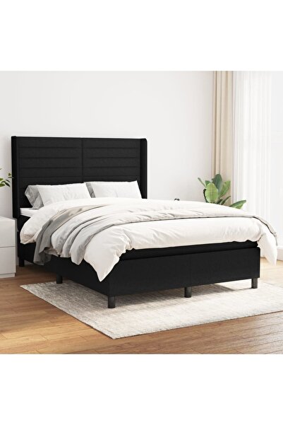 Concept Pat box spring cu saltea, negru, 140x190 cm, textil