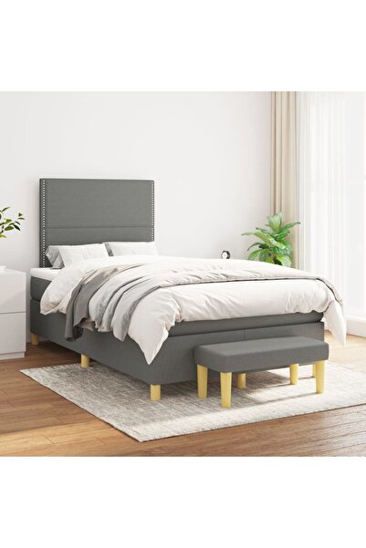 Concept Pat box spring cu saltea, gri închis, 120x200 cm, textil
