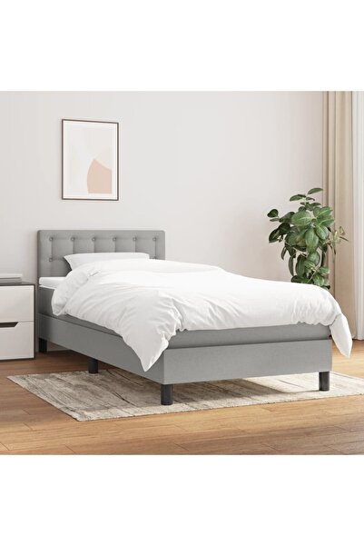 Concept Pat box spring cu saltea, gri deschis, 100x200 cm, textil