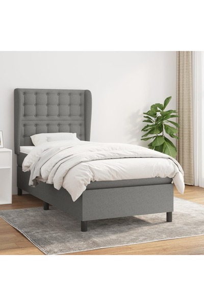 Concept Pat box spring cu saltea, gri închis, 90x190 cm, textil