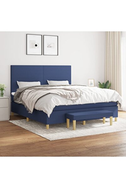 Concept Pat box spring cu saltea, albastru, 180x200 cm, material textil
