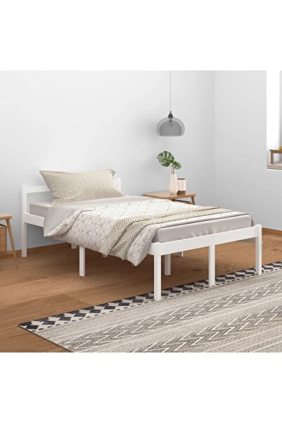 Concept Cadru de pat, alb, 120x200 cm, lemn masiv de pin