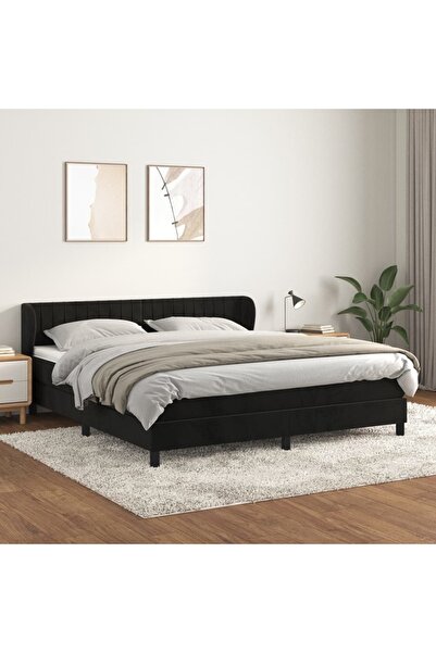 Concept Pat box spring cu saltea, negru, 160x200 cm, catifea