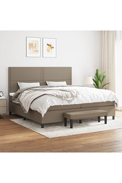 Concept Pat box spring cu saltea, gri taupe, 200x200 cm, textil