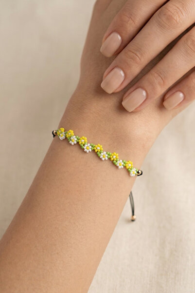 PETEK AKSESUAR Daisy Flower Oya Bead m Macramé Bracelet