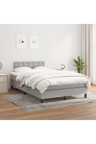 Concept Κρεβάτι Continental με στρώμα, ανοιχτό γκρι, 120x200 cm, ύφασμα