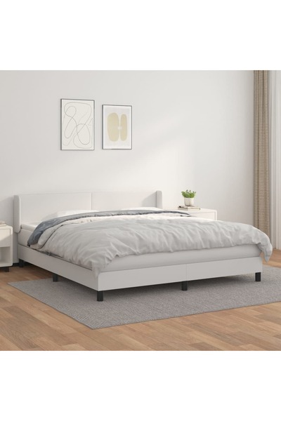 Concept Pat box spring cu saltea, alb, 160x200 cm, piele ecologică
