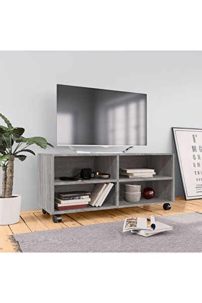 Concept Comodă TV cu roți, gri sonoma, 90x35x35 cm, lemn prelucrat